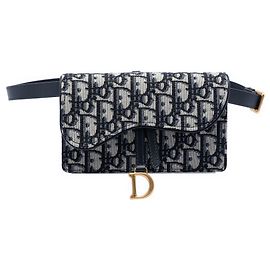 Borsa a tracolla Saddle in tela Oblique blu Dior Blu Blu navy