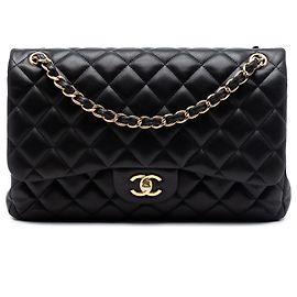 Chanel Black Jumbo Classic Lambskin Double Flap Black