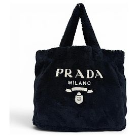 Prada Dark Navy Terry Tote Bag Navy blue