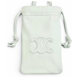 Céline Pochette mobile à cordon en cuir Triomphe Celine Vert clair