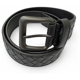 Bottega Veneta Intrecciato Leather Belt Black
