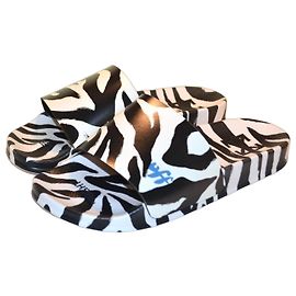 Off White Off-White Pool Slides Zebra Print Nero Bianco Stampa zebra