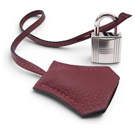 Hermès NEUF LOT HERMES CADENAS + TIRETTE AVEC CLOCHETTE CLES SAC KELLY PADLOCK BELL KEY Rouge