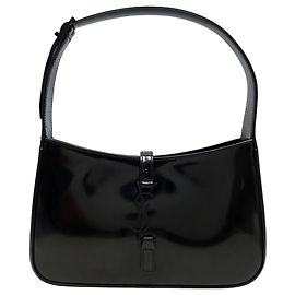 BORSA SAINT LAURENT LE 5 À 7 657228 HOBO IN PELLE LACCATA NERA Nero
