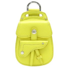 NEW DIOR SADDLE GALLOP BAG JEWELRY YELLOW LEATHER KEY RING HOLDER Yellow