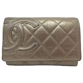 CHANEL CAMBON LOGO CC gesteppte Ledergeldbörse BRONZE Bronze