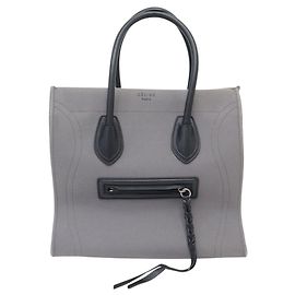 Céline SAC A MAIN CELINE LUGGAGE PHANTOM MEDIUM TOILE GRISE ET CUIR NOIR TOTE BAG Autre