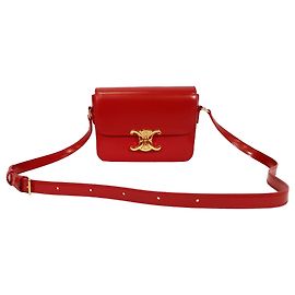 Céline Sac Celine Classique Triomphe en cuir rouge Rouge