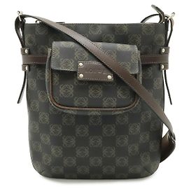 Borsa a tracolla in pelle Loewe Anagram Nero Marrone Nero