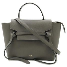 Céline Celine Leather Belt Bag Micro 2WAY Handbag Grey