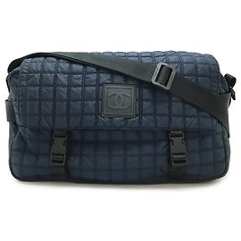 Chanel Nylon Coco Mark Messenger Bag Black
