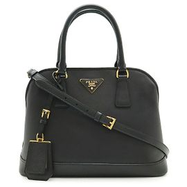 Bolsa 2WAY com Logotipo Triângulo em Couro Prada Preto