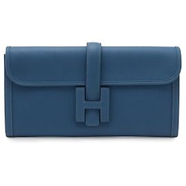 Hermès Hermes Jige Elan 29 Leather Clutch Bag Blue