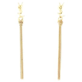 Yves Saint Laurent Cassandra Tassel Earrings Gold Golden Metallic