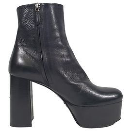 Prada Platform Ankle Boots in  Black Leather Black