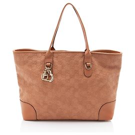 Gucci Guccissima Leather Heart Bit Charm Medium Tote Pink