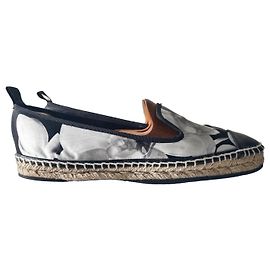 Fendi Espadrilles mit Blumenprint Schwarz Weiß