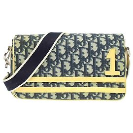 Christian Dior Blue Monogram Shoulder Bag Dark blue Monogram