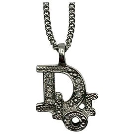 Collana Christian Dior Logo Cristalli e Strass Argento