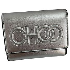 Jimmy Choo Loni Silver Leather Wallet Silvery