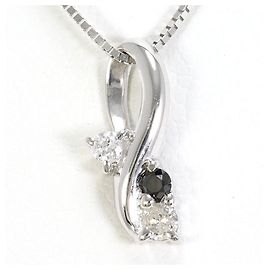 Autre Marque Collier en or blanc 10K avec diamant noir Noir Doré