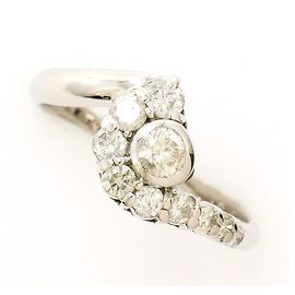 Autre Marque Platinum Band Ring with Diamond Other