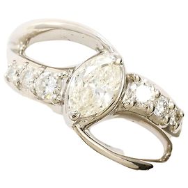 Autre Marque Platinum Band Ring with Diamond Other