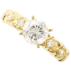 Autre Marque 10K Yellow Gold Band Ring with Cubic Zirconia Golden