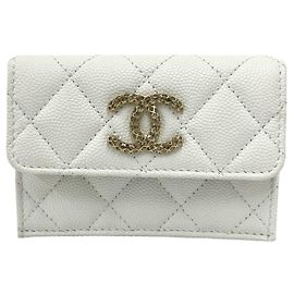 Portafoglio Tri-fold Matelassé Coco Mark Chanel Bianco