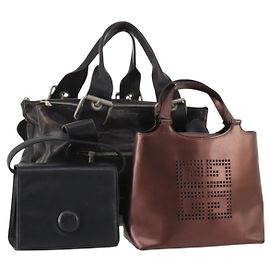 Borsa GIVENCHY Chloe in Pelle Set da 3 Nero Marrone Auth 178857 Marrone Nero