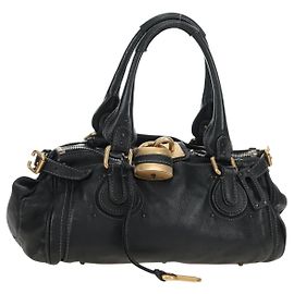 Chloé Chloe Paddington Handtasche Leder Schwarz Gold Silber Authentisch 181380SAV Schwarz Silber Golden