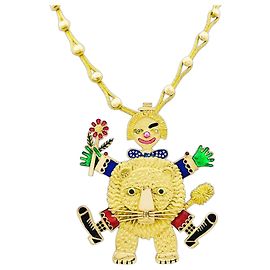 Autre Marque Colar Henri Hecht Maïk, "Le Clown et le Lion", ouro, esmalte, rubis e esmeraldas Outro