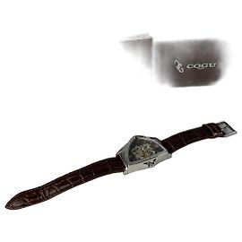 Autre Marque Relógio Vintage Cogu com Pulseira de Couro Marrom e Prata Marrom