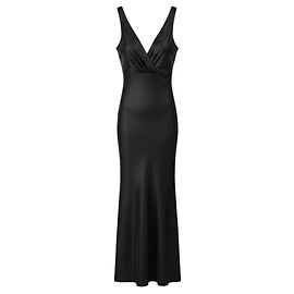 Robe cocktail midi en soie noire sans manches avec dos croisé Khaite Noir
