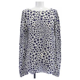 Autre Marque Top in seta N°21 Blu Beige Blu navy