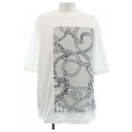 Hermès Camiseta de algodão Hermes M Marrom Branco