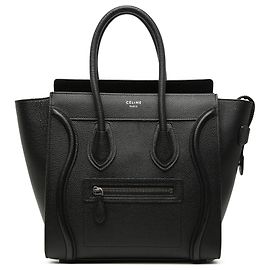 Céline Borsa Tote Luggage in pelle di vitello granulata nera Celine Nero