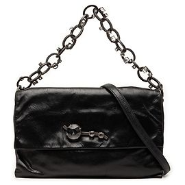 Bolsa Miu Miu em couro nappa preto com corrente de cristais Preto