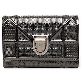 Cartera tríptico Diorama en charol microcannage negro Dior Negro
