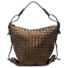 Bottega Veneta Brown Metallic Nappa Intrecciato Belted Loop Handbag Brown Bronze