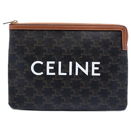 Céline Pochette Celine Brown Small Triomphe en toile enduite Marron