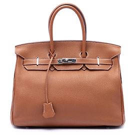 Hermès Marrón Togo Birkin Retourne 35 Castaño