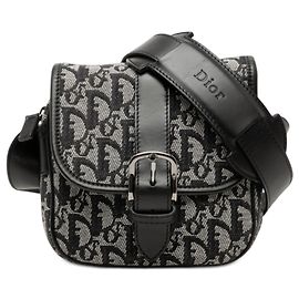 Bolsa transversal Dior Black Diorissimo Trotter em lona Preto