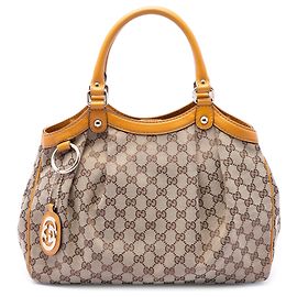Gucci Sukey Tote aus beige GG Canvas, Größe Medium Beige