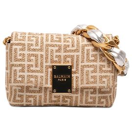 Balmain Bolsa transversal 1945 Mini Monogram Jacquard bege Bege