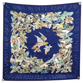 Hermès NUOVO FULLETTO HERMES L'INTRUS DE JACQUELOT CARRÉ 90 BLU SETA Blu navy