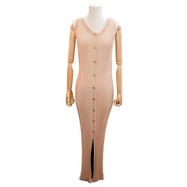 NEUES VERSACE GERIPPTE LANGES KLEID MIT MEDUSA-KNÖPFEN 40 IT 36 FR Andere