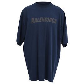 Camiseta Balenciaga Caps Flatground Boxy Fit em algodão azul marinho Azul Azul marinho