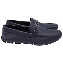 Mocassins Prada Driving em couro Saffiano azul marinho Azul Azul marinho