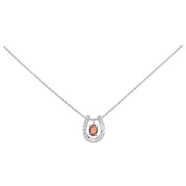 Autre Marque Pt900/Pt850 Sapphire Diamond Necklace Silvery
